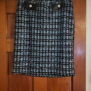 Cato Black and Blue Checkered Pencil Skirt